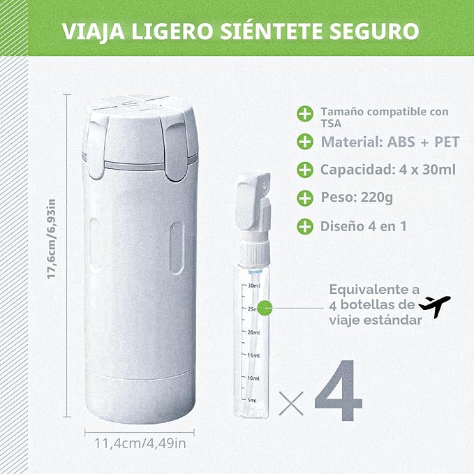 Botella Dispensadora Portátil 4 en 1