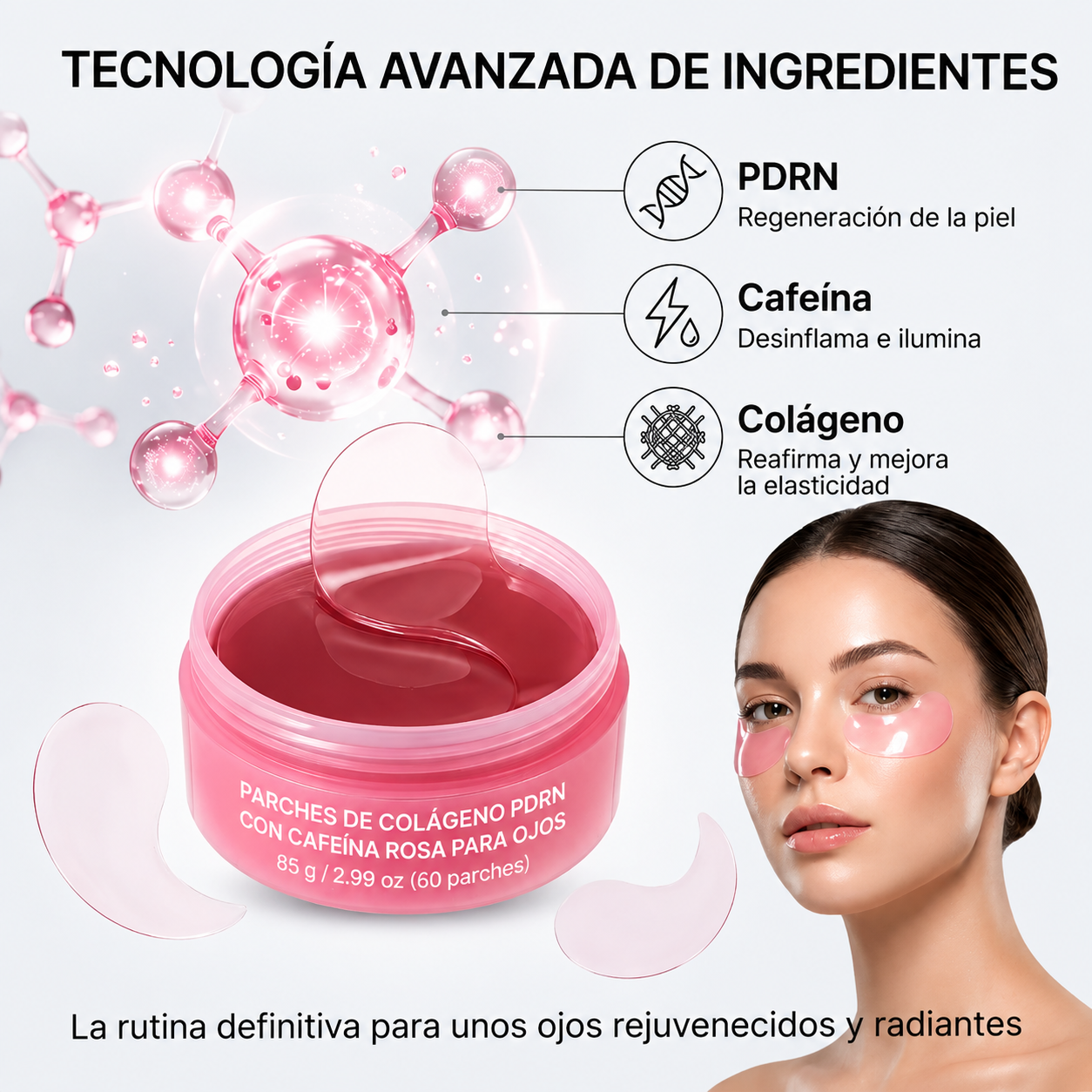 Parches de Gel para Ojos con PDRN, Cafeína y Colágeno