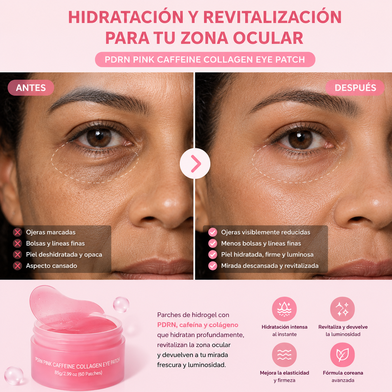 Parches de Gel para Ojos con PDRN, Cafeína y Colágeno