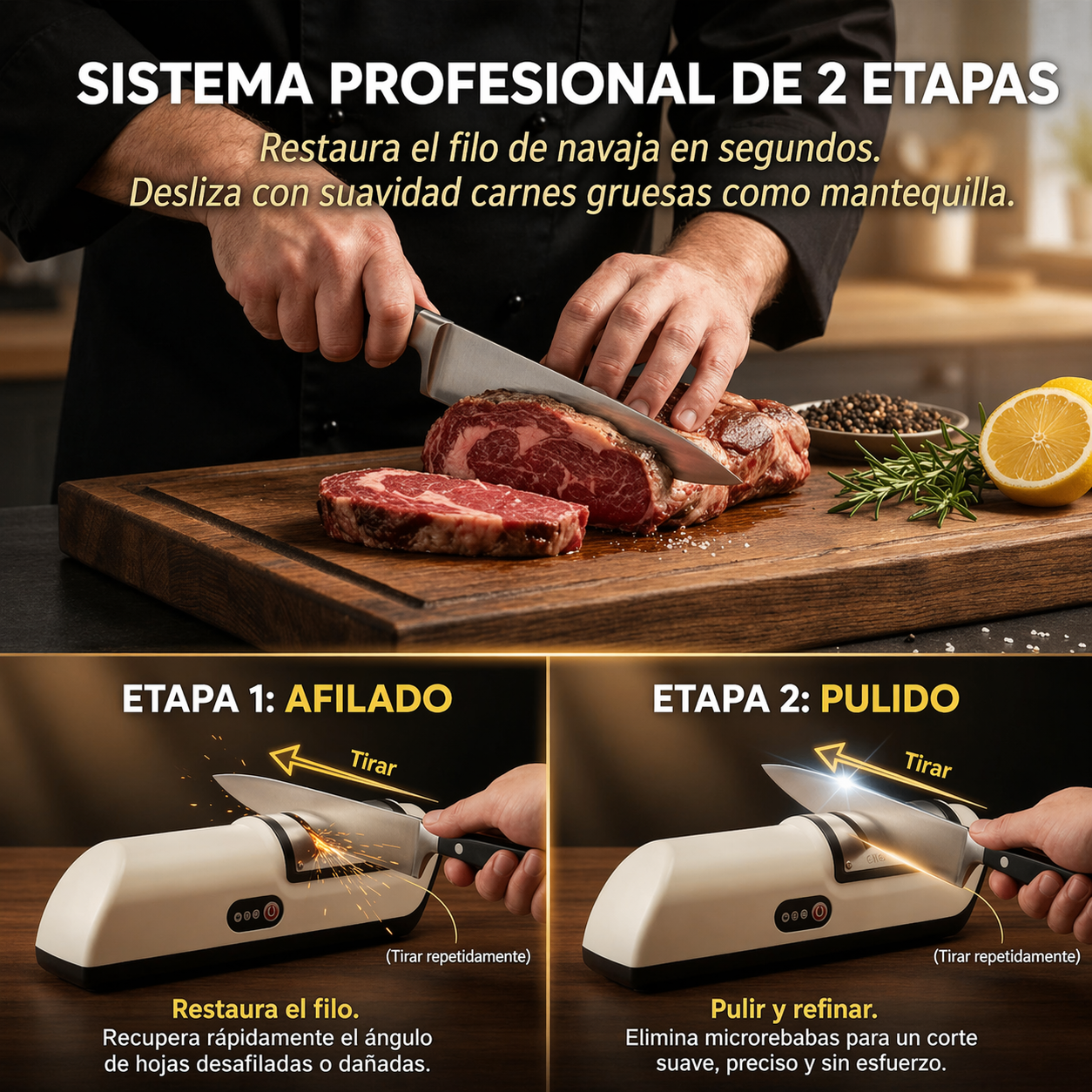Afilador de cuchillos eléctrico inalámbrico