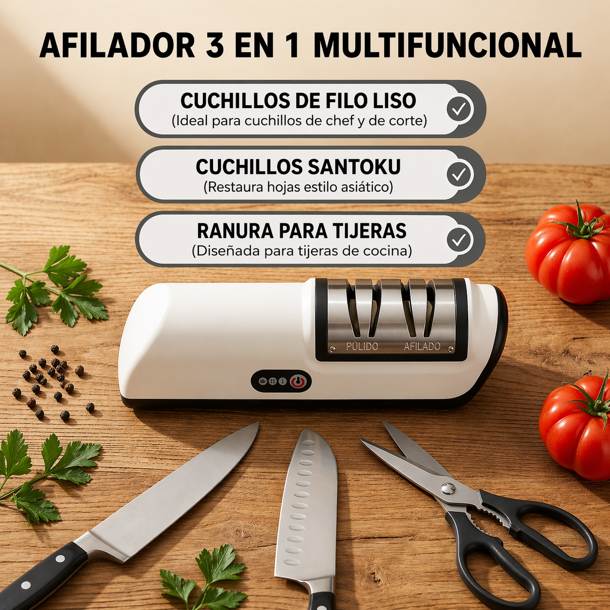 Afilador de cuchillos eléctrico inalámbrico