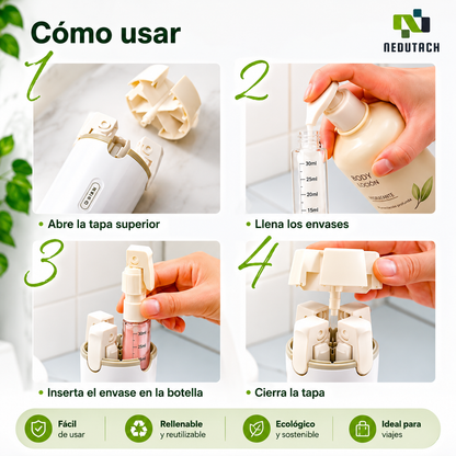 Botella Dispensadora Portátil 4 en 1