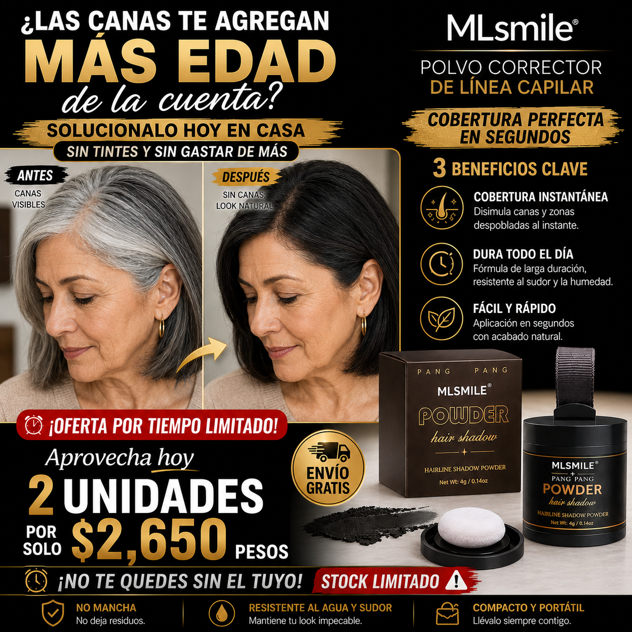 Polvo corrector de línea capilar