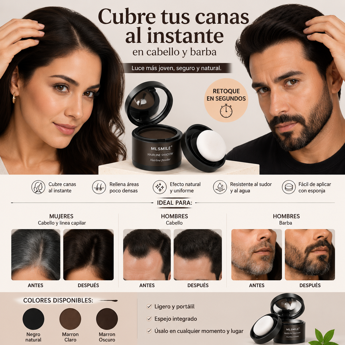 Kit de Sello y Plantillas para Cejas + Polvo polvo corrector de linea capilar MLsmile