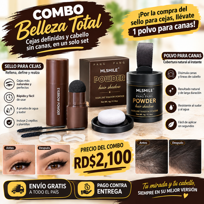 Kit de Sello y Plantillas para Cejas + Polvo polvo corrector de linea capilar MLsmile