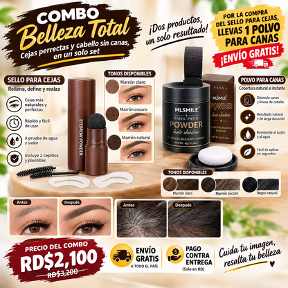 Kit de Sello y Plantillas para Cejas + Polvo polvo corrector de linea capilar MLsmile