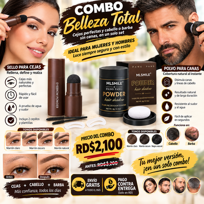 Kit de Sello y Plantillas para Cejas + Polvo polvo corrector de linea capilar MLsmile